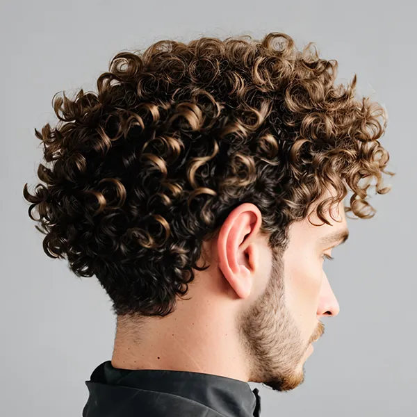 Mann mit lockigem Haar